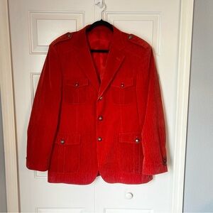 Vintage Inserch Blazer Jacket Orange Rust Button Up Velvet Men's Large